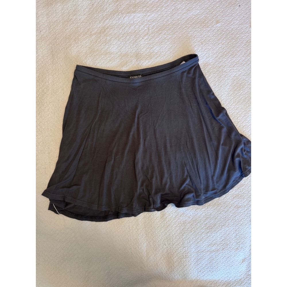 Express Charcoal Grey Jersey Knit Skater Mini Skirt Size Medium Solid Gray